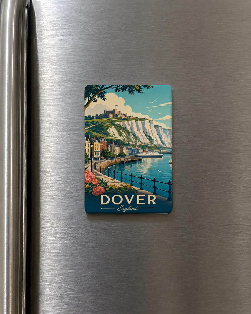 Dover England Fridge Magnet, White Cliffs of Dover Souvenir, Kent England Travel Gift, UK Landmark Kitchen Magnet