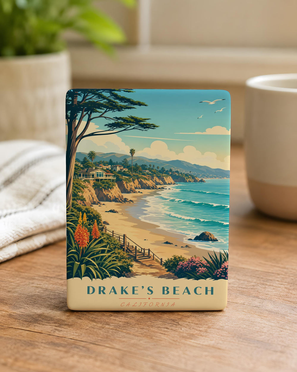Drakes Beach Fridge Magnet, Point Reyes California Coastal Beach Scene Souvenir Magnet, Ocean Shore Travel Gift