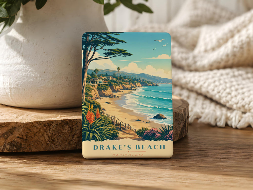 Drakes Beach Fridge Magnet, Point Reyes California Coastal Beach Scene Souvenir Magnet, Ocean Shore Travel Gift