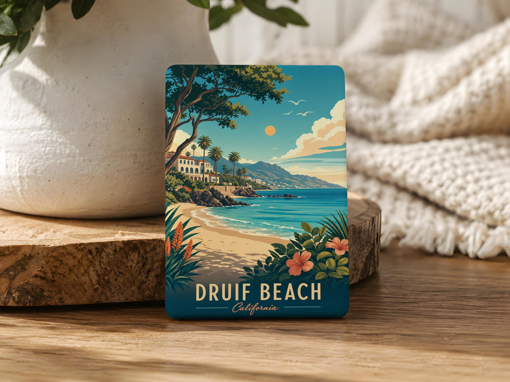 Druif Beach Fridge Magnet, Caribbean Beach Scene Souvenir, Aruba Travel Gift, Coastal Vacation Keepsake Magnet
