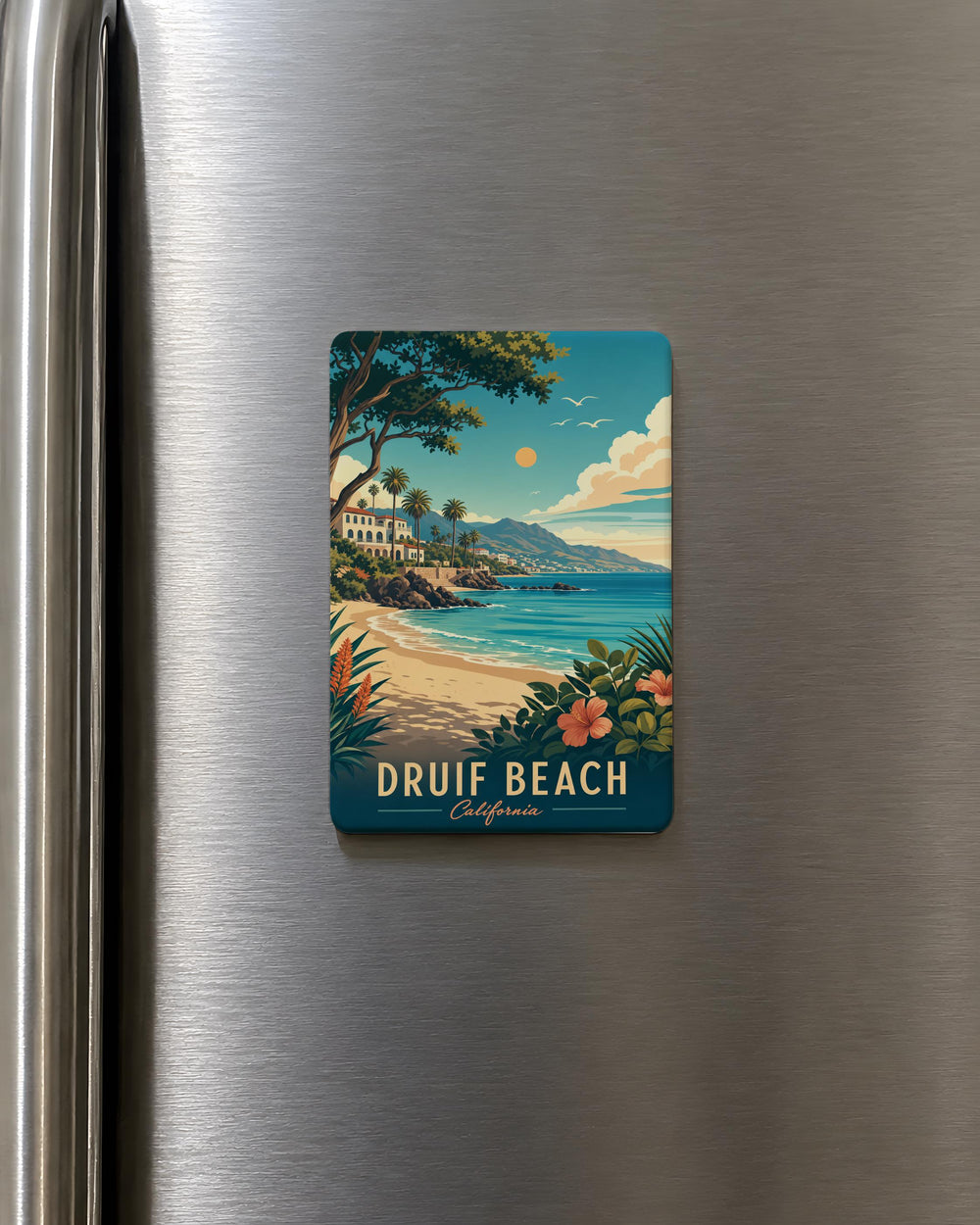 Druif Beach Fridge Magnet, Caribbean Beach Scene Souvenir, Aruba Travel Gift, Coastal Vacation Keepsake Magnet