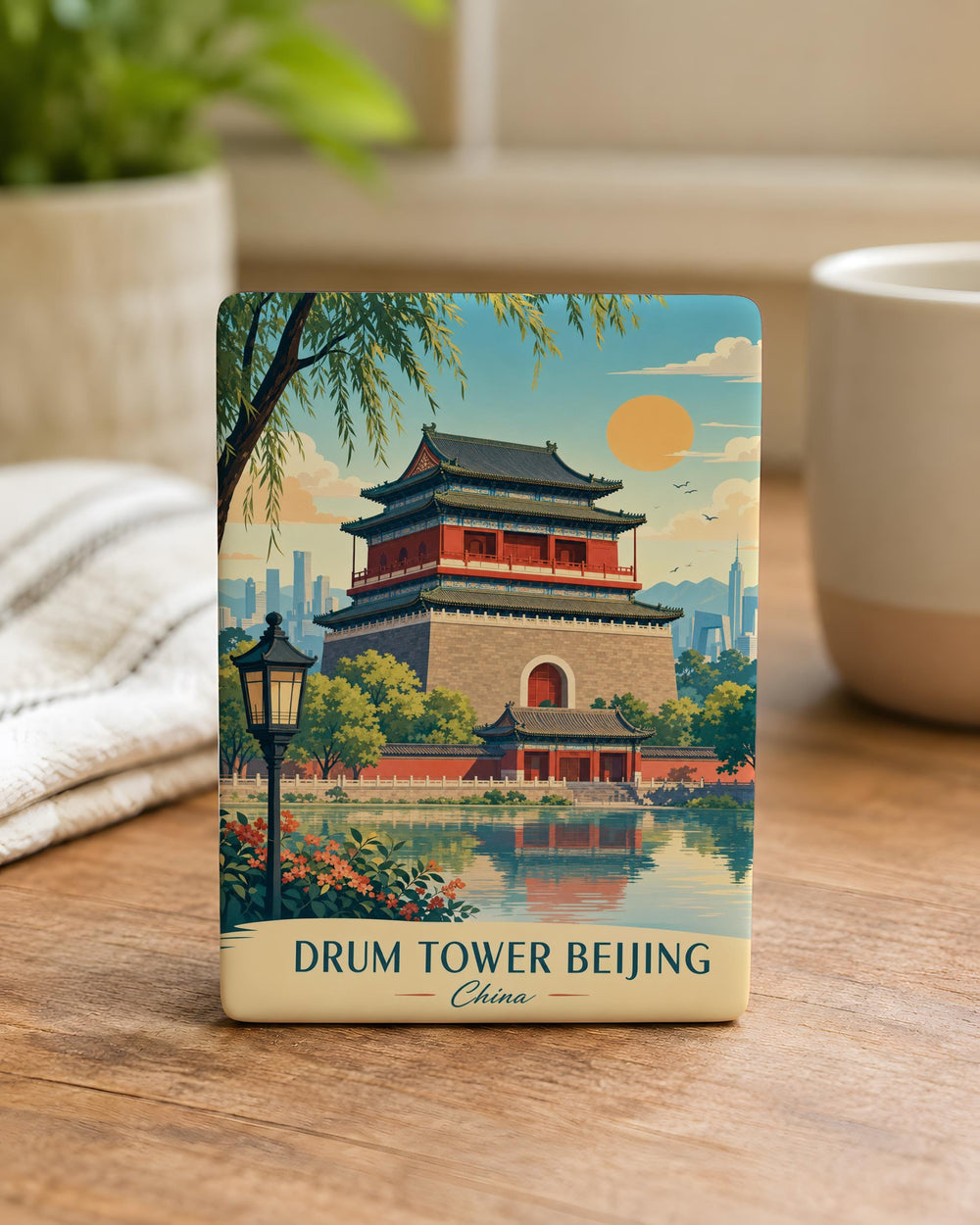 Beijing Drum Tower Fridge Magnet, China Landmark Souvenir Magnet, Beijing Travel Gift, Historic Drum Tower Magnet