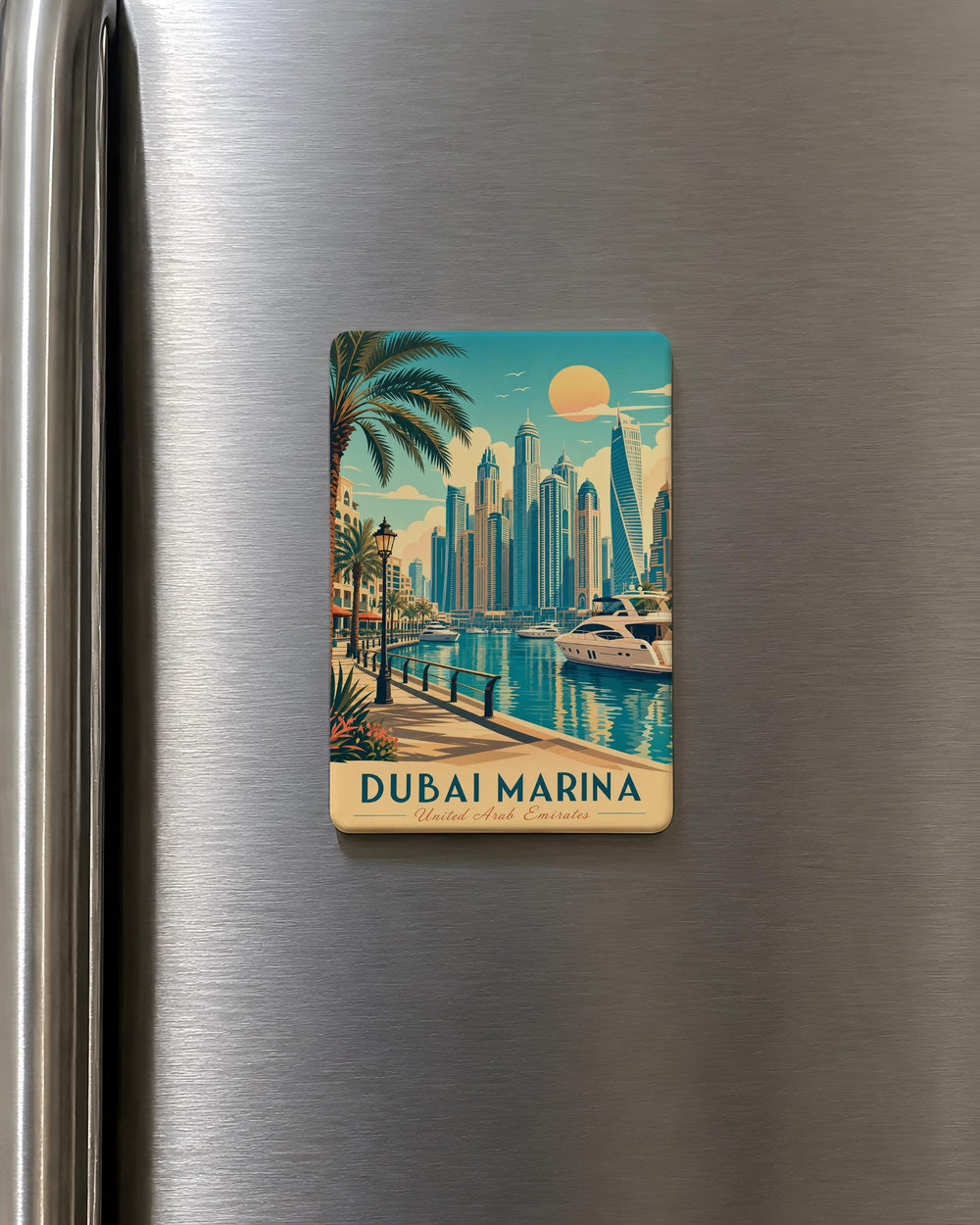Dubai Marina Fridge Magnet, Dubai Skyline Souvenir Magnet, UAE Travel Gift, Marina Waterfront Cityscape Magnet