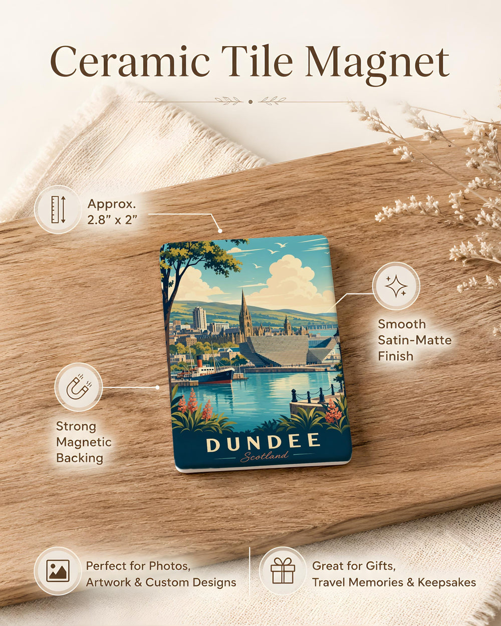 Dundee Scotland Fridge Magnet, Dundee City Souvenir Magnet, Scotland Travel Keepsake, Scottish Landmark Refrigerator Magnet