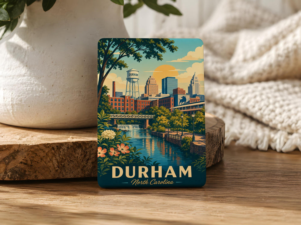 Durham North Carolina Fridge Magnet, Durham NC Souvenir Magnet, Bull City Travel Keepsake, North Carolina Gift Magnet