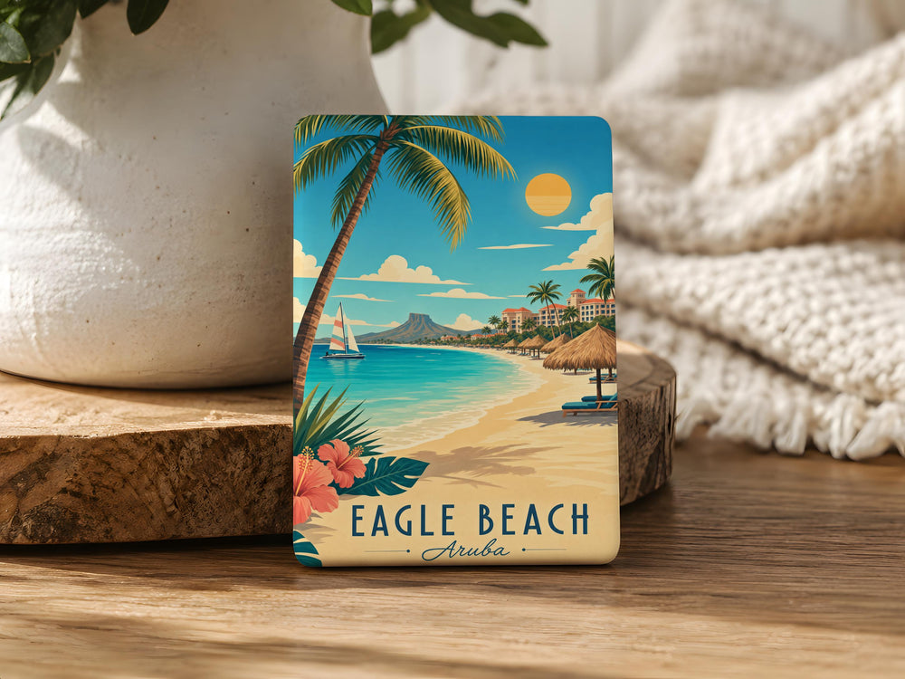 Eagle Beach Aruba Fridge Magnet, Caribbean Beach Souvenir, Aruba Travel Gift, Tropical Ocean Beach Decor Magnet