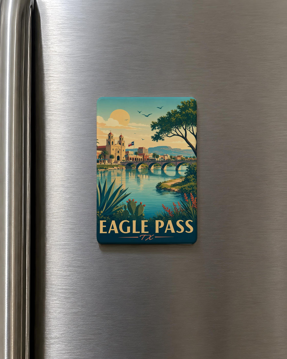 Eagle Pass TX Fridge Magnet, Eagle Pass Texas Souvenir Magnet, Texas Border Town Travel Gift, Southwest Keepsake Magnet