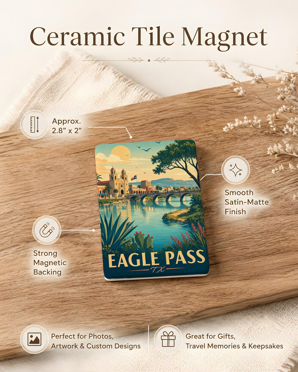 Eagle Pass TX Fridge Magnet, Eagle Pass Texas Souvenir Magnet, Texas Border Town Travel Gift, Southwest Keepsake Magnet