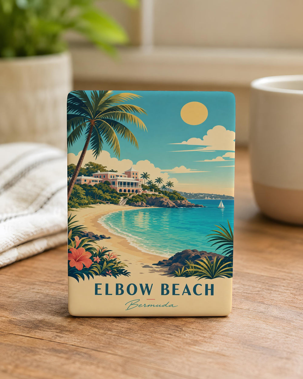 Elbow Beach Fridge Magnet, Bermuda Beach Souvenir Magnet, Coastal Ocean Travel Keepsake, Island Vacation Gift