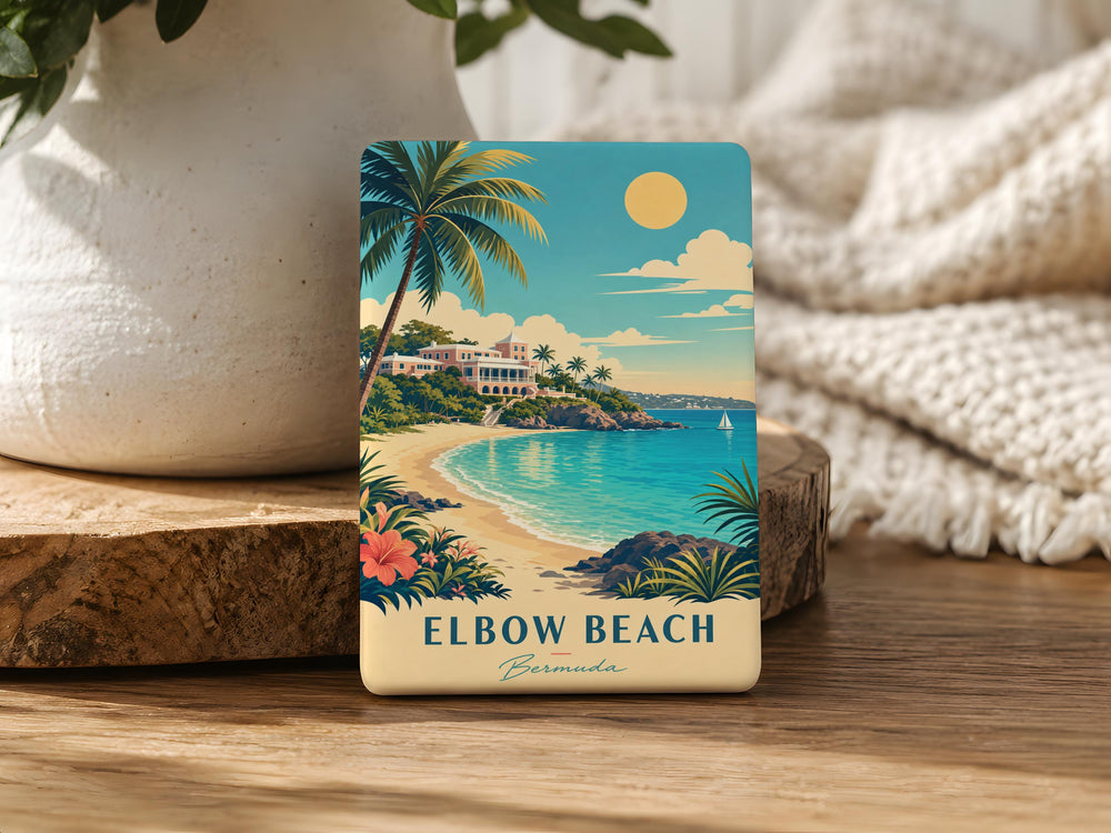 Elbow Beach Fridge Magnet, Bermuda Beach Souvenir Magnet, Coastal Ocean Travel Keepsake, Island Vacation Gift