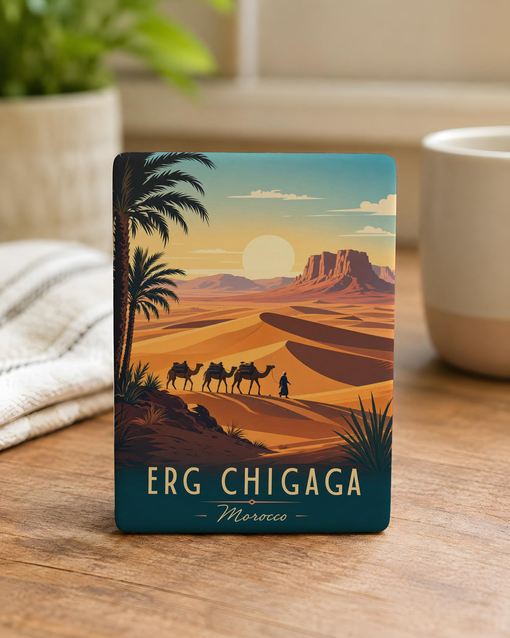 Erg Chigaga Desert Fridge Magnet, Moroccan Sahara Dunes Souvenir Magnet, Travel Keepsake Kitchen Magnet