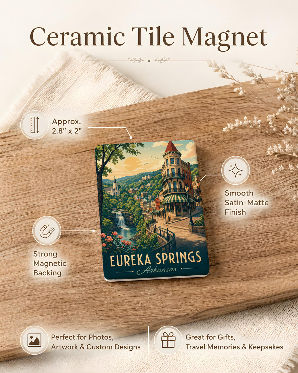 Eureka Springs Arkansas Fridge Magnet, Eureka Springs Souvenir Magnet, Arkansas Travel Gift, Ozarks Vacation Keepsake Magnet