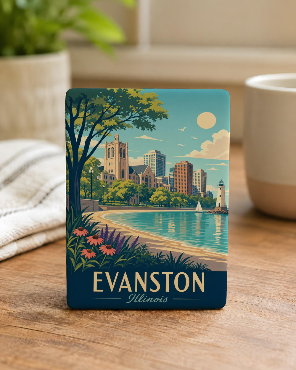 Evanston Illinois Fridge Magnet, Evanston IL Souvenir Magnet, Northwestern University Town Travel Keepsake Magnet