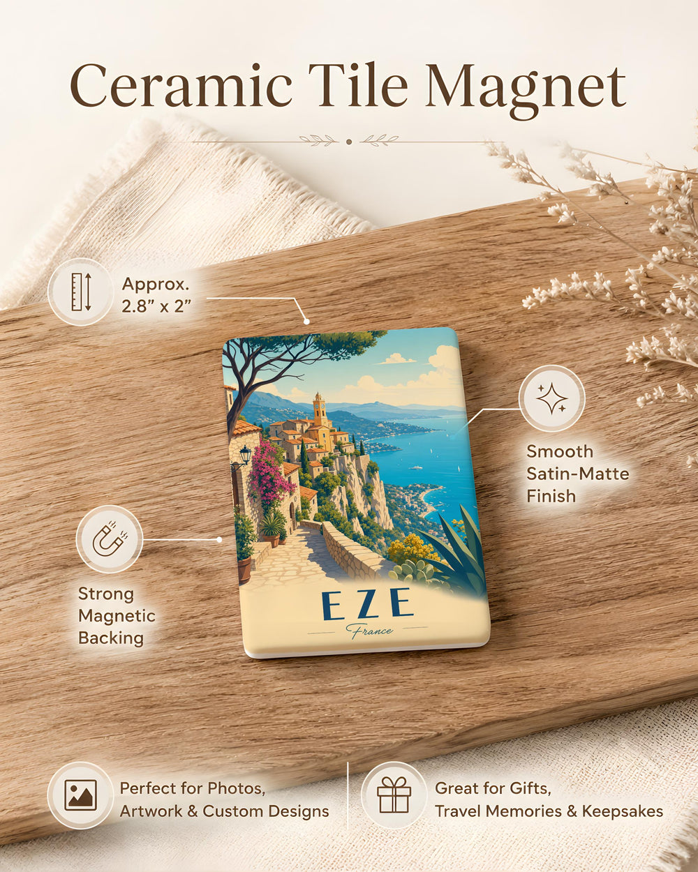 Eze France Fridge Magnet, Eze Village Souvenir Magnet, French Riviera Travel Gift, Provence France Keepsake Magnet