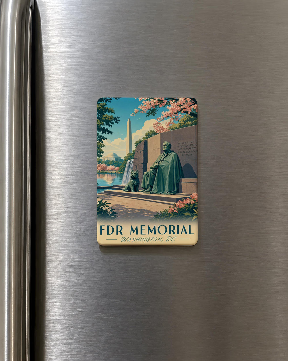 FDR Memorial Fridge Magnet, Franklin D. Roosevelt Memorial Washington DC Souvenir Magnet, Presidential Monument Gift