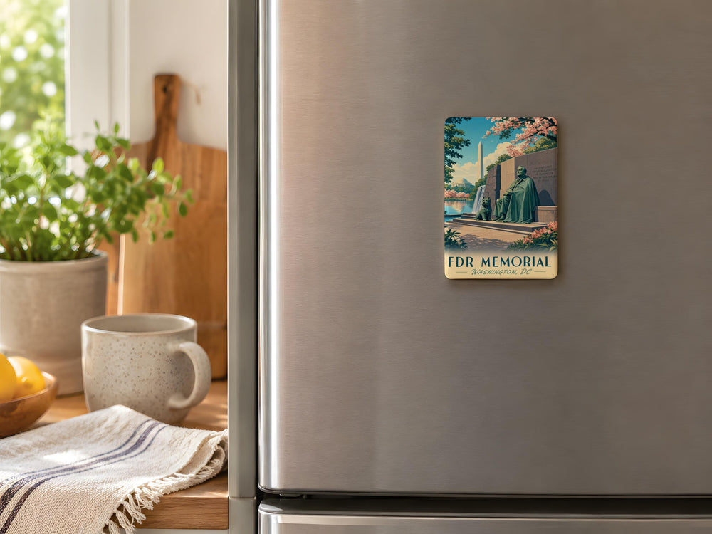 FDR Memorial Fridge Magnet, Franklin D. Roosevelt Memorial Washington DC Souvenir Magnet, Presidential Monument Gift