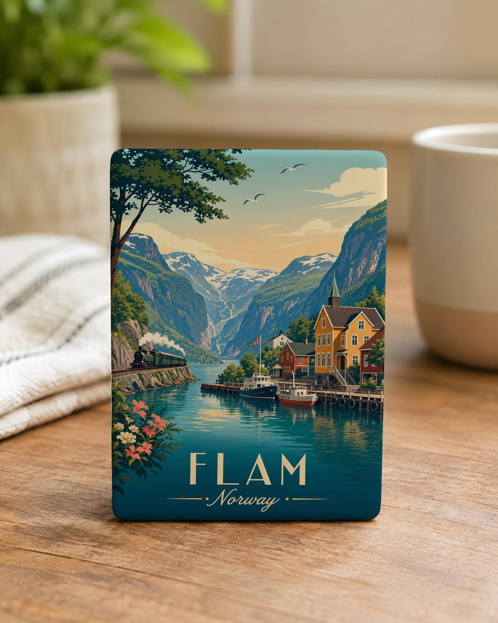 Flam Norway Fridge Magnet, Flåm Village Souvenir Magnet, Norwegian Fjord Travel Gift, Norway Vacation Keepsake Magnet
