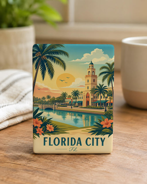 Florida City FL Fridge Magnet, Florida Souvenir Magnet, City Name Travel Keepsake, Florida Gift for Tourists & Locals