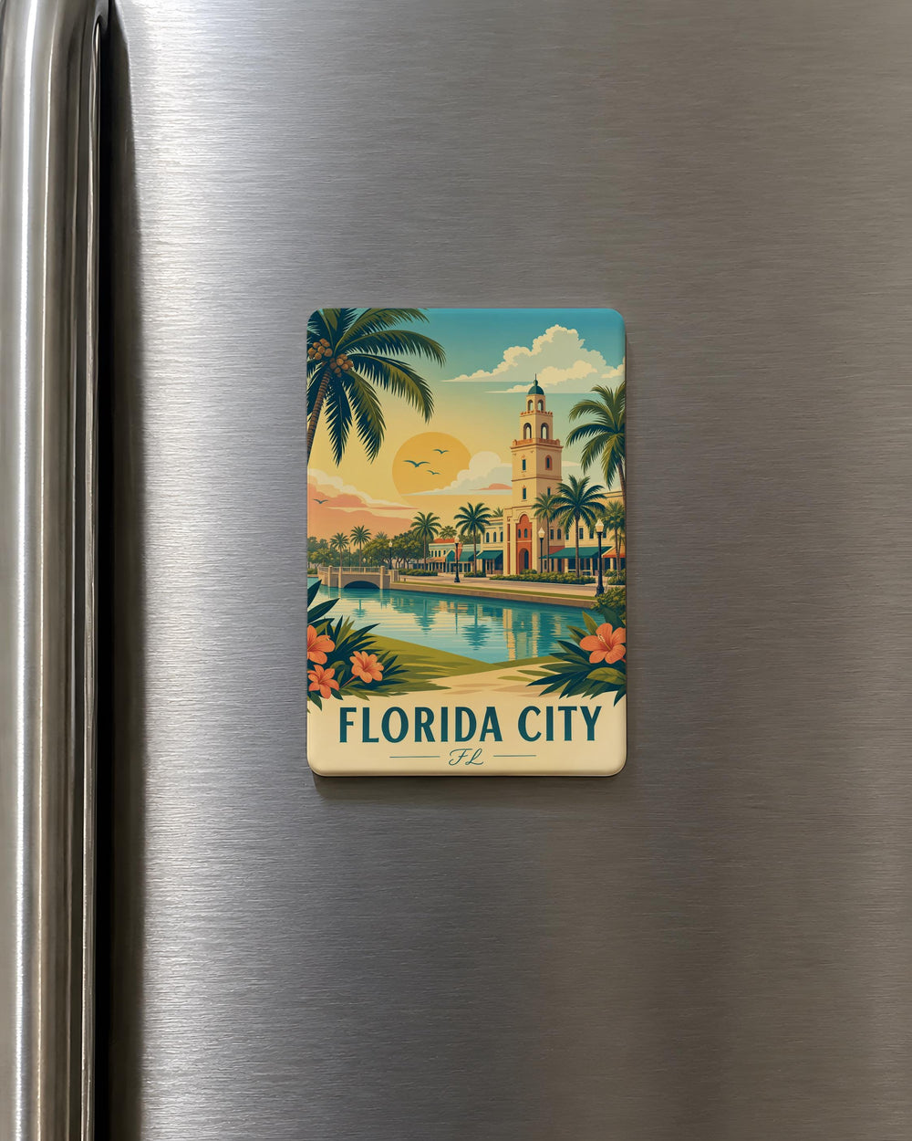 Florida City FL Fridge Magnet, Florida Souvenir Magnet, City Name Travel Keepsake, Florida Gift for Tourists & Locals