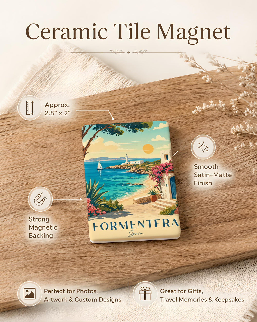 Formentera Spain Fridge Magnet, Formentera Island Souvenir, Balearic Islands Travel Keepsake, Spain Vacation Gift