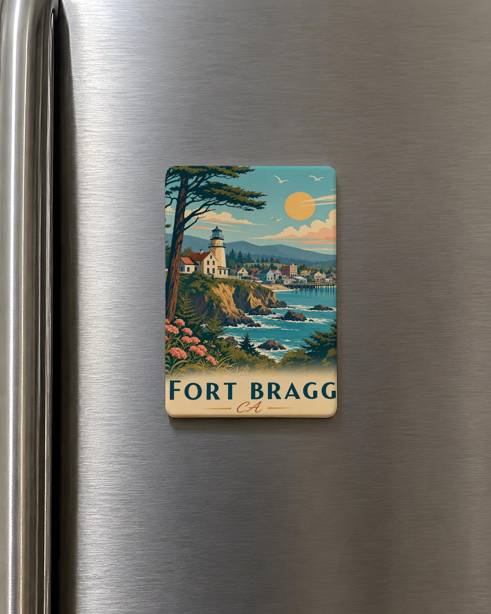 Fort Bragg California Fridge Magnet, Fort Bragg CA Souvenir Magnet, Mendocino Coast Travel Gift, Coastal Town Keepsake Magnet