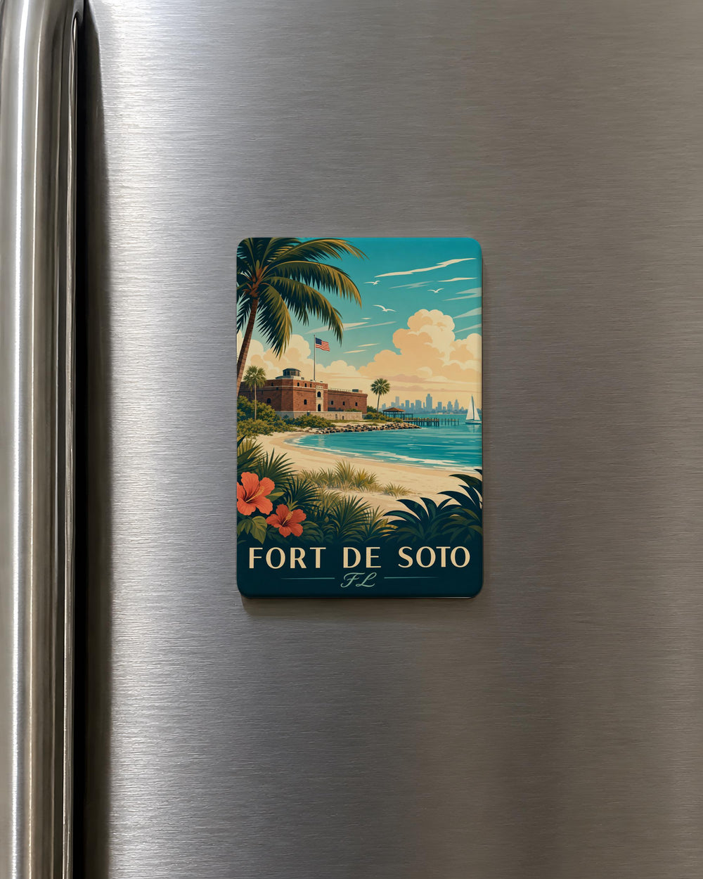 Fort De Soto Florida Fridge Magnet, Fort De Soto Park Souvenir Magnet, St. Petersburg FL Travel Keepsake Magnet