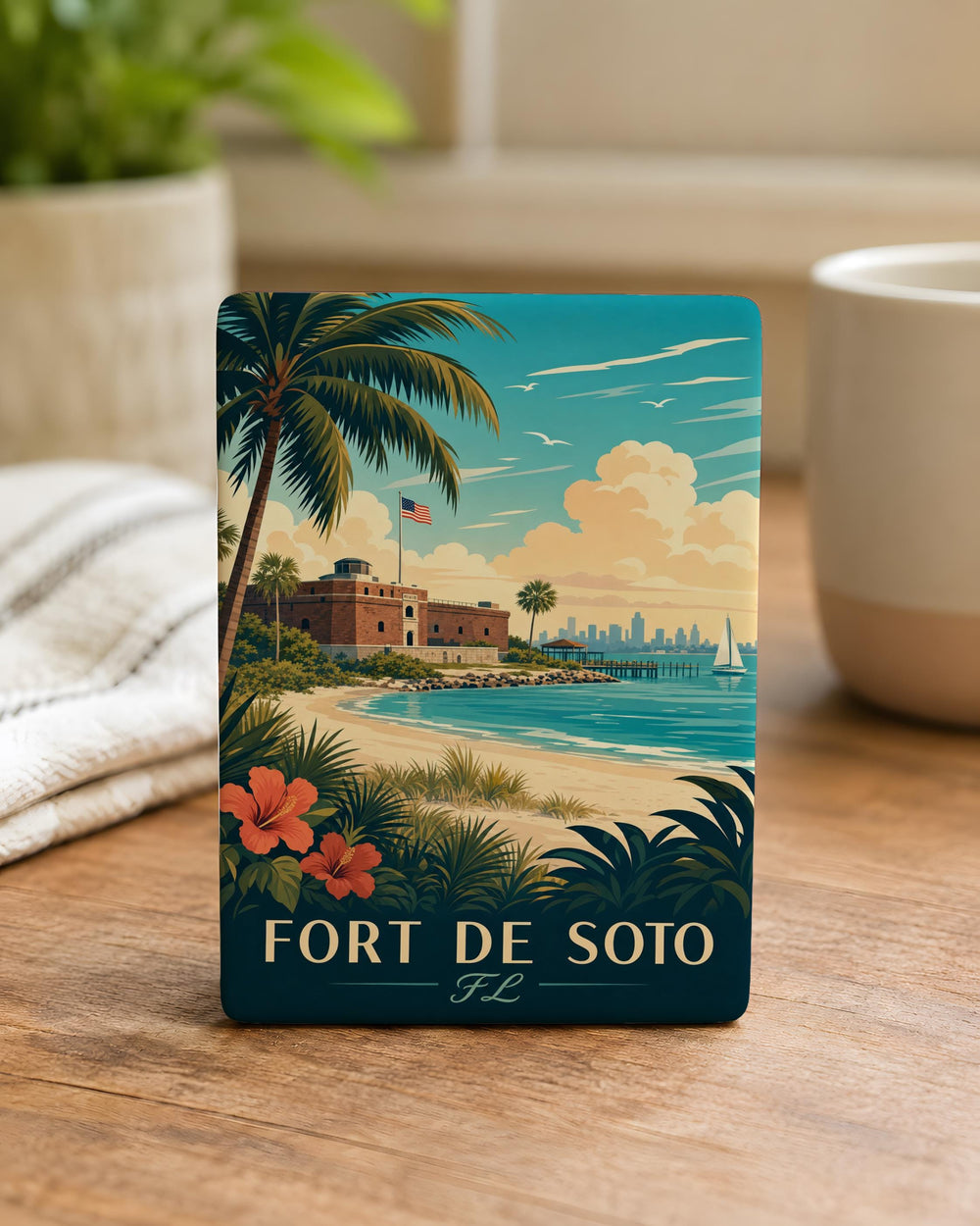 Fort De Soto Florida Fridge Magnet, Fort De Soto Park Souvenir Magnet, St. Petersburg FL Travel Keepsake Magnet