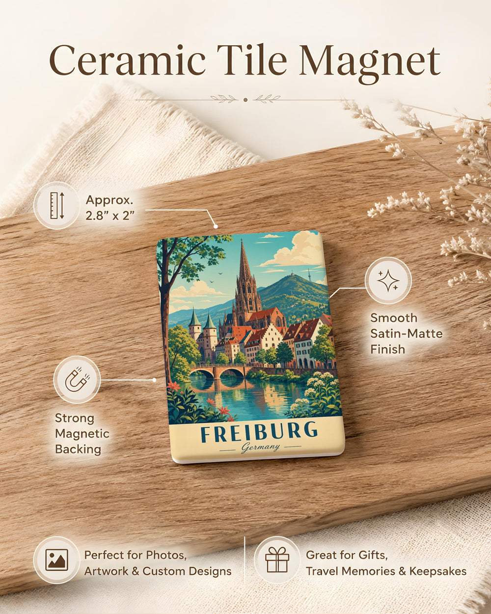 Freiburg Germany Fridge Magnet, Freiburg City Souvenir Magnet, Freiburg im Breisgau Landmark Travel Gift Magnet