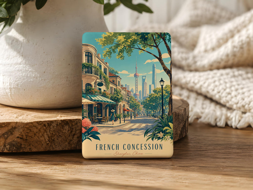 French Concession Fridge Magnet, Shanghai Neighborhood Landmark Souvenir Magnet, Historic Streetscape Travel Keepsake Gift