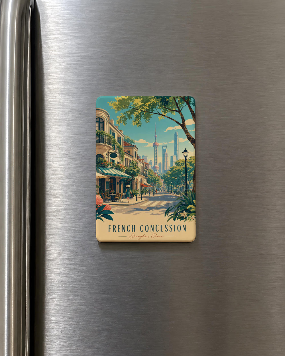 French Concession Fridge Magnet, Shanghai Neighborhood Landmark Souvenir Magnet, Historic Streetscape Travel Keepsake Gift