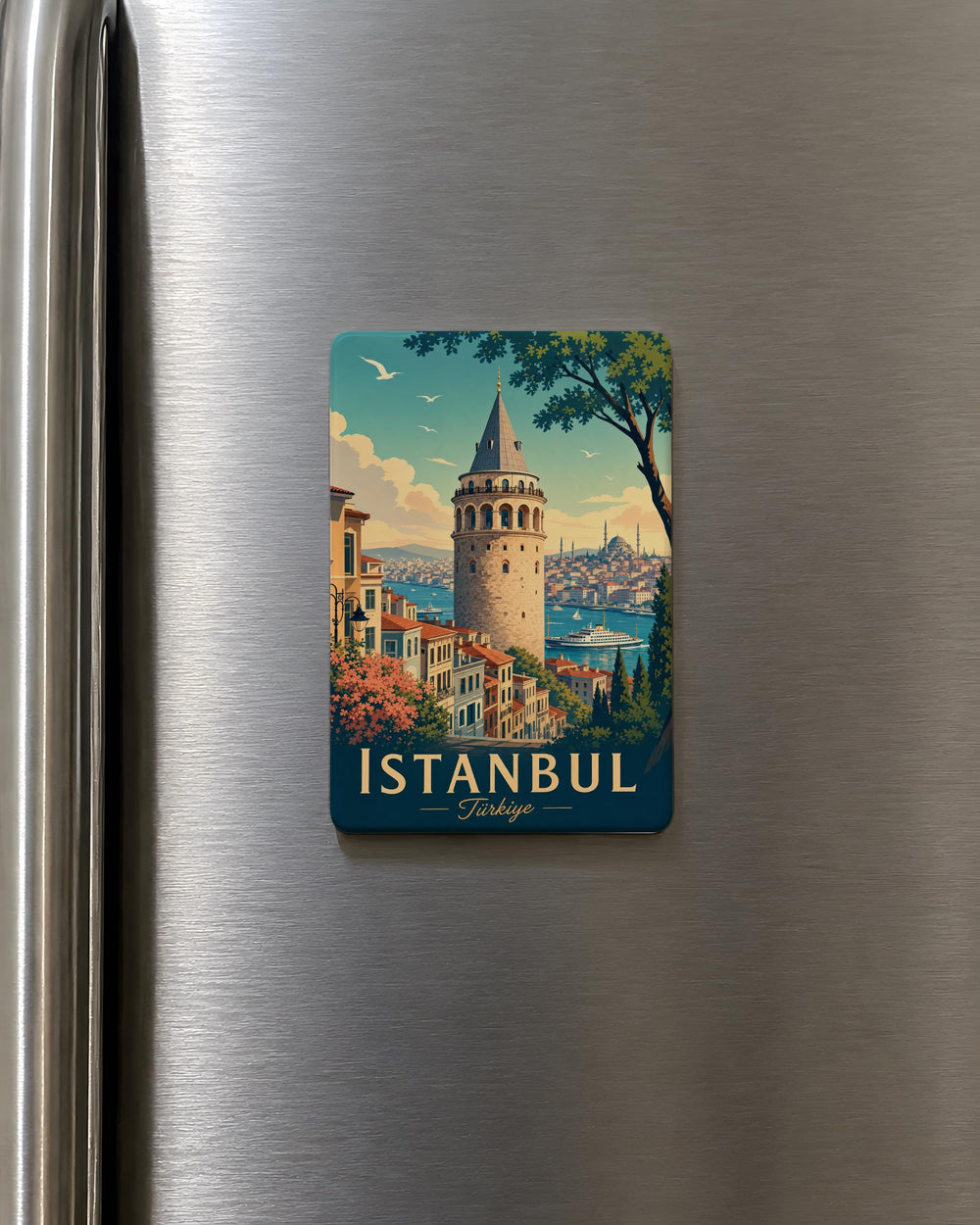 Galata Tower Fridge Magnet, Istanbul Landmark Souvenir Magnet, Turkey Travel Keepsake, Bosphorus City Gift Magnet