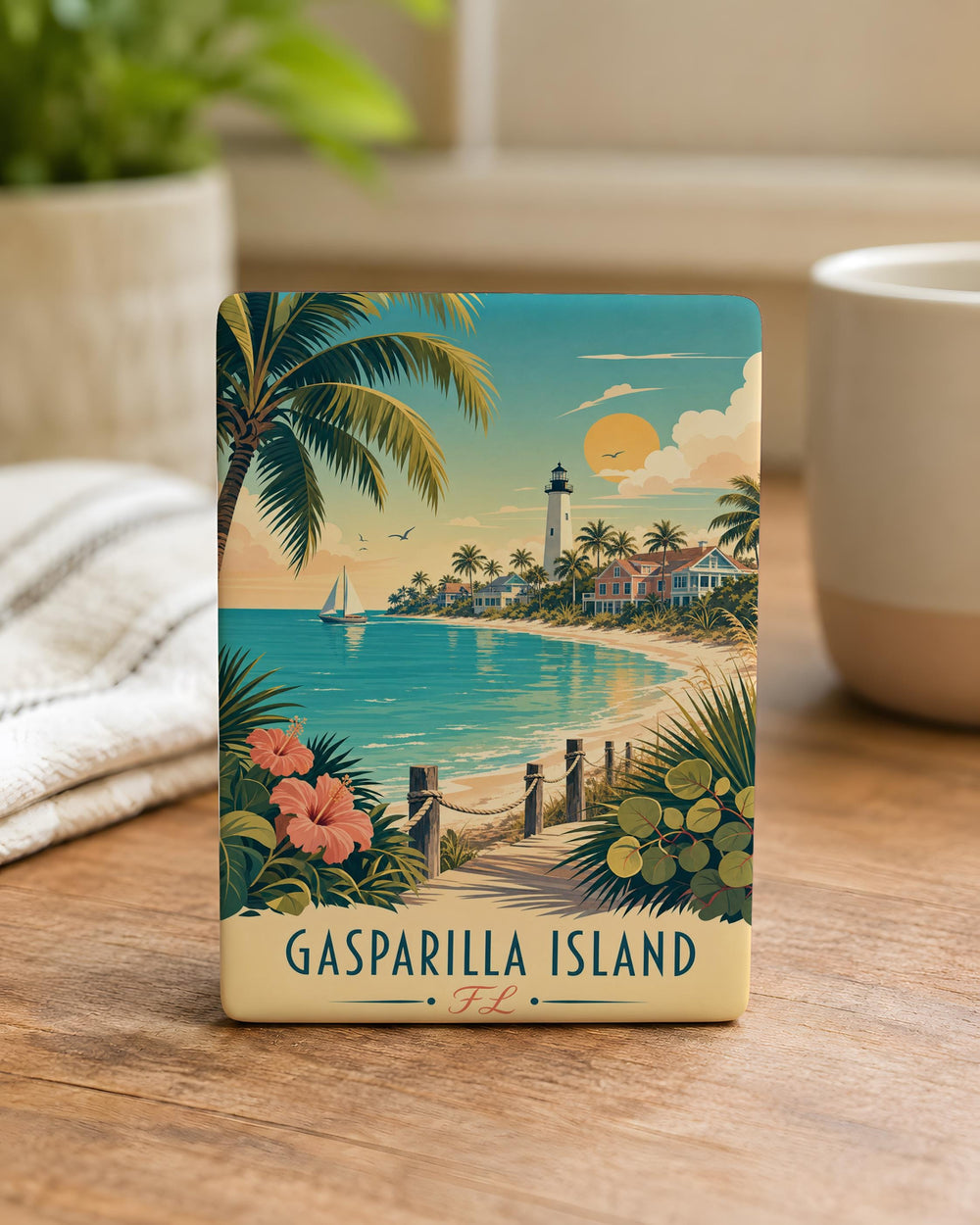 Gasparilla Island FL Fridge Magnet, Boca Grande Florida Souvenir Magnet, Coastal Island Vacation Travel Keepsake Magnet