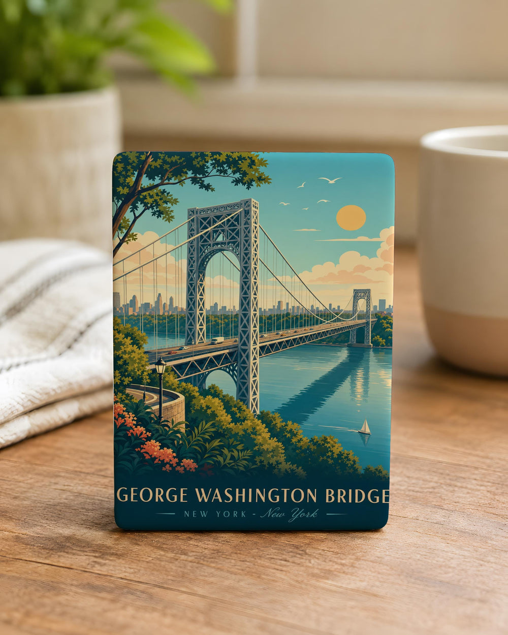 George Washington Bridge Fridge Magnet, New York City Landmark Souvenir, Hudson River Bridge Travel Gift