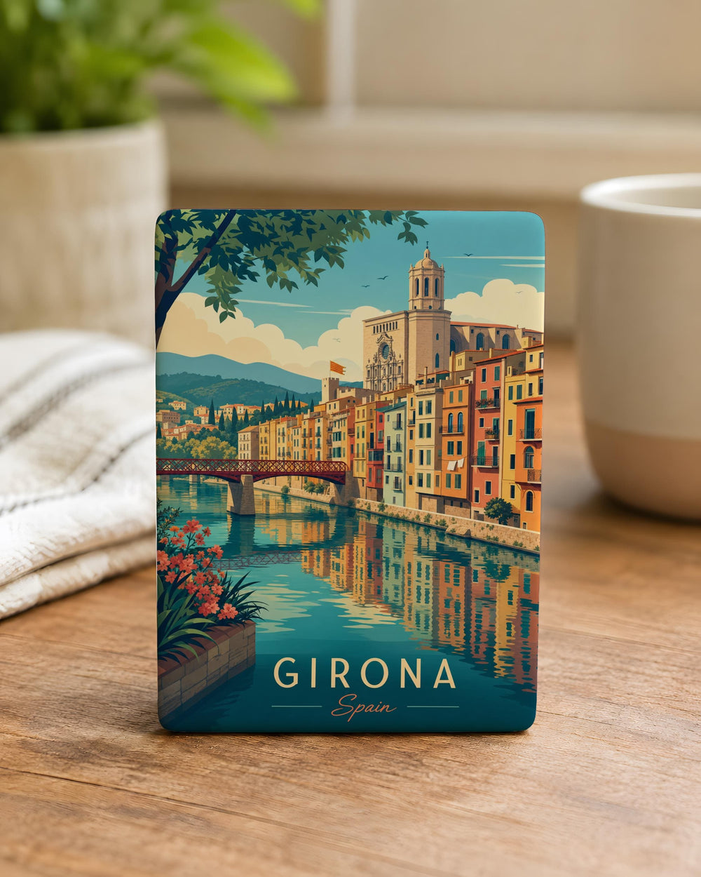 Girona Spain Fridge Magnet, Girona City Souvenir Magnet, Catalonia Travel Keepsake, Spain Vacation Gift, Girona Landmark Magnet