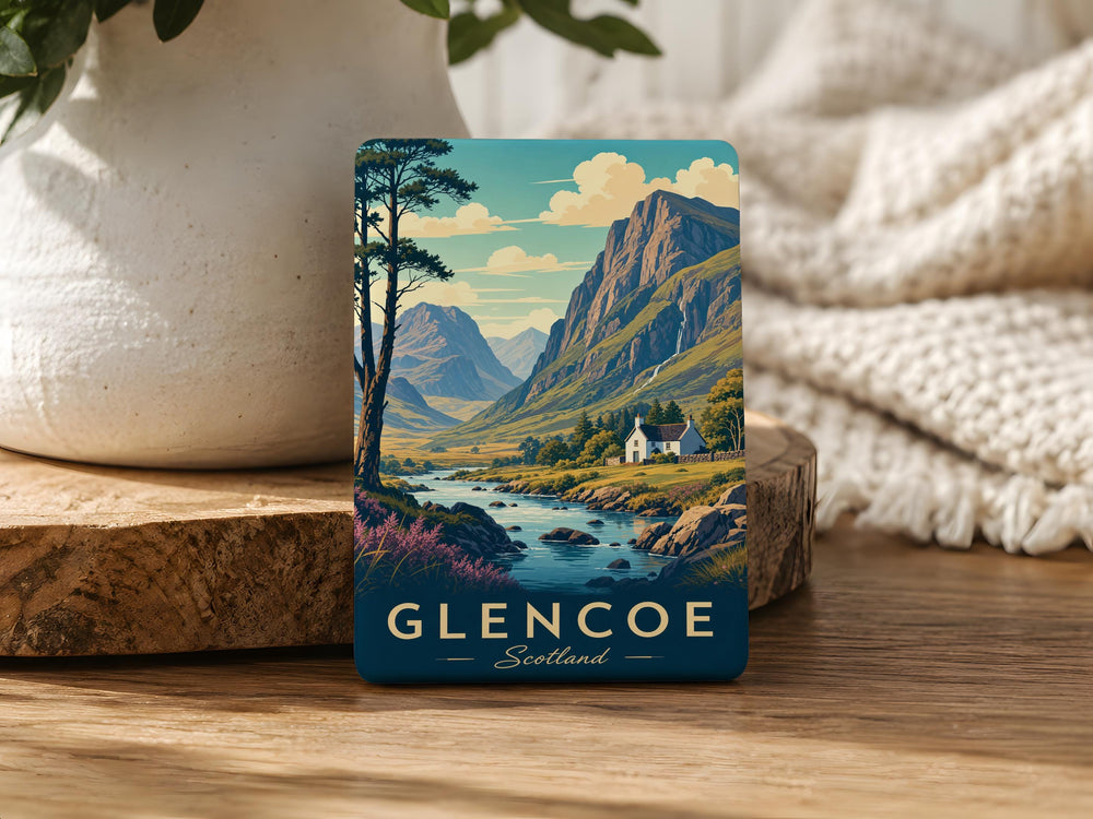 Glencoe Scotland Fridge Magnet, Scottish Highlands Mountain Valley Souvenir Magnet, Glencoe Travel Gift, Scotland Keepsake Magnet