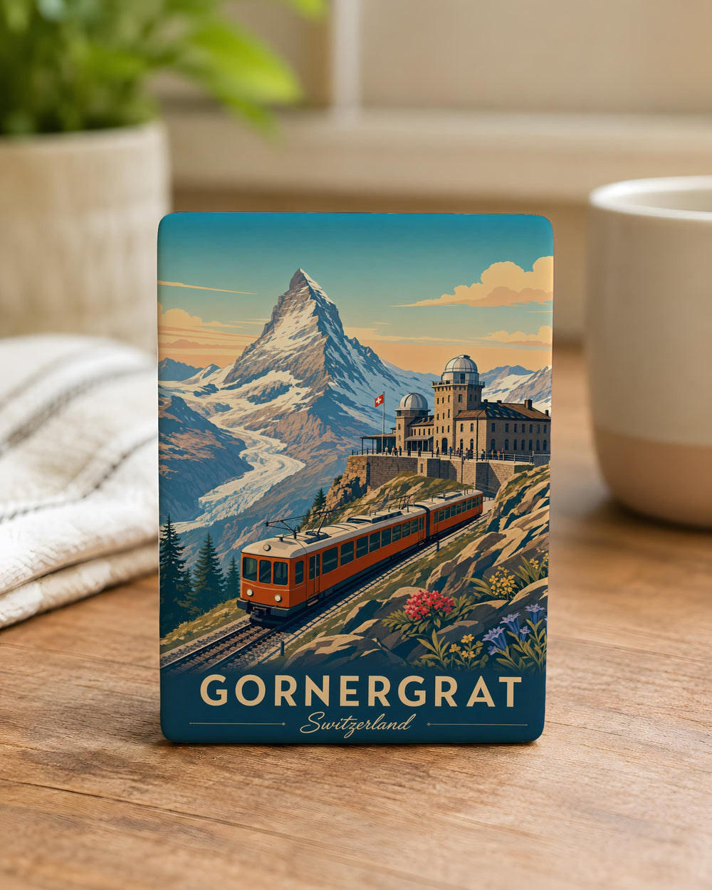 Gornergrat Fridge Magnet, Swiss Alps Mountain Railway Souvenir Magnet, Zermatt Switzerland Travel Keepsake Magnet