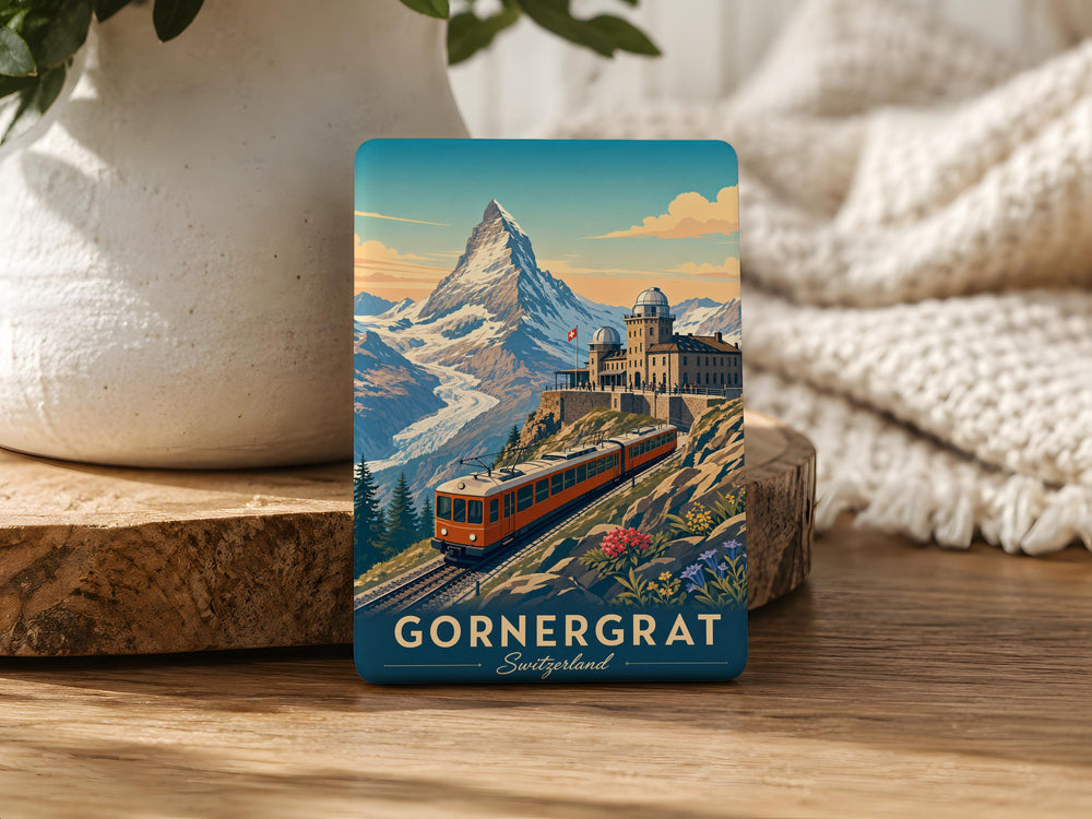 Gornergrat Fridge Magnet, Swiss Alps Mountain Railway Souvenir Magnet, Zermatt Switzerland Travel Keepsake Magnet