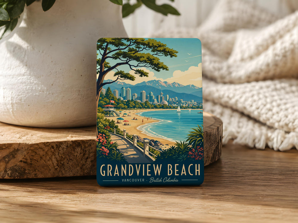 Grandview Beach Fridge Magnet, Grandview Beach Souvenir Magnet, Lake Beach Vacation Keepsake, Coastal Travel Gift