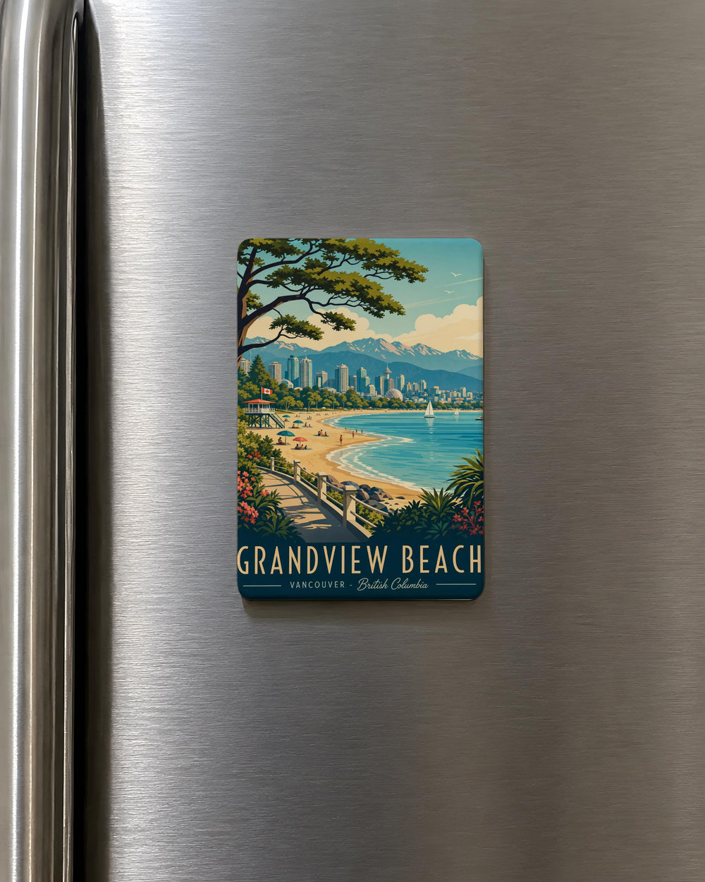 Grandview Beach Fridge Magnet, Grandview Beach Souvenir Magnet, Lake Beach Vacation Keepsake, Coastal Travel Gift