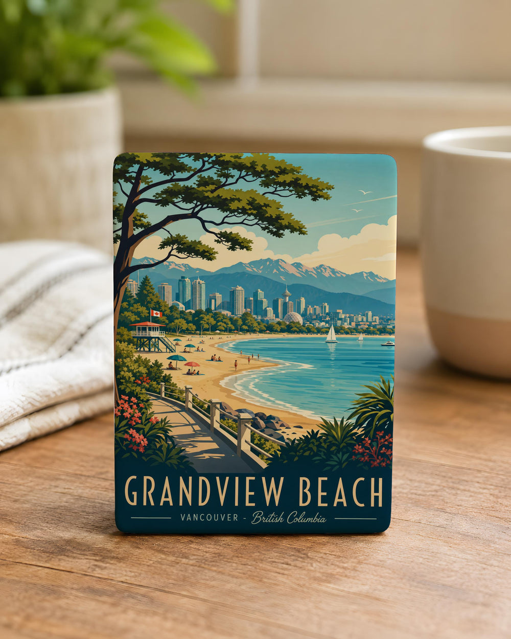 Grandview Beach Fridge Magnet, Grandview Beach Souvenir Magnet, Lake Beach Vacation Keepsake, Coastal Travel Gift