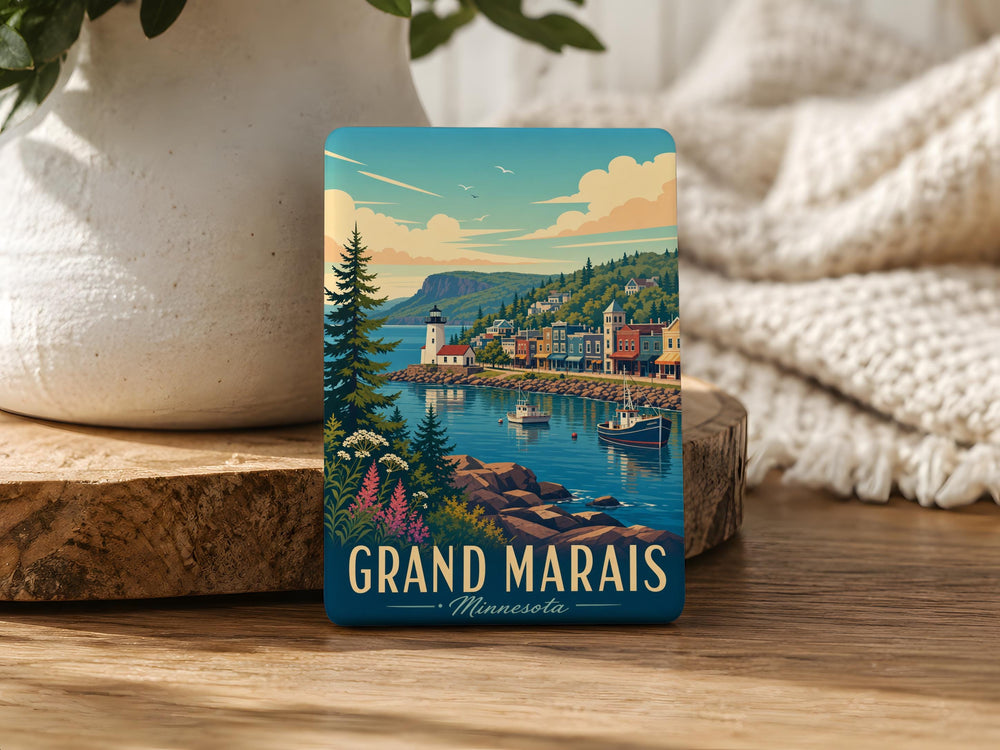 Grand Marais Minnesota Fridge Magnet, Grand Marais MN Souvenir Magnet, North Shore Lake Superior Travel Keepsake Magnet
