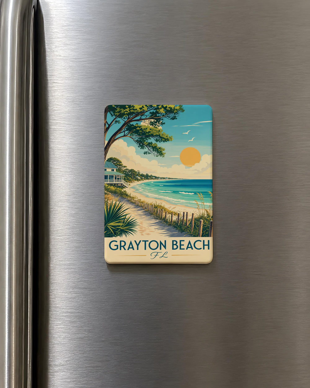 Grayton Beach FL Fridge Magnet, Grayton Beach Florida Souvenir Magnet, Beach Town Travel Gift, Coastal Vacation Keepsake