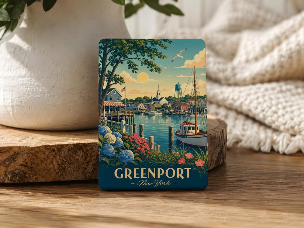 Greenport New York Fridge Magnet, Long Island Souvenir Magnet, Greenport NY Travel Keepsake, Coastal Town Gift, Harbor Village Magnet