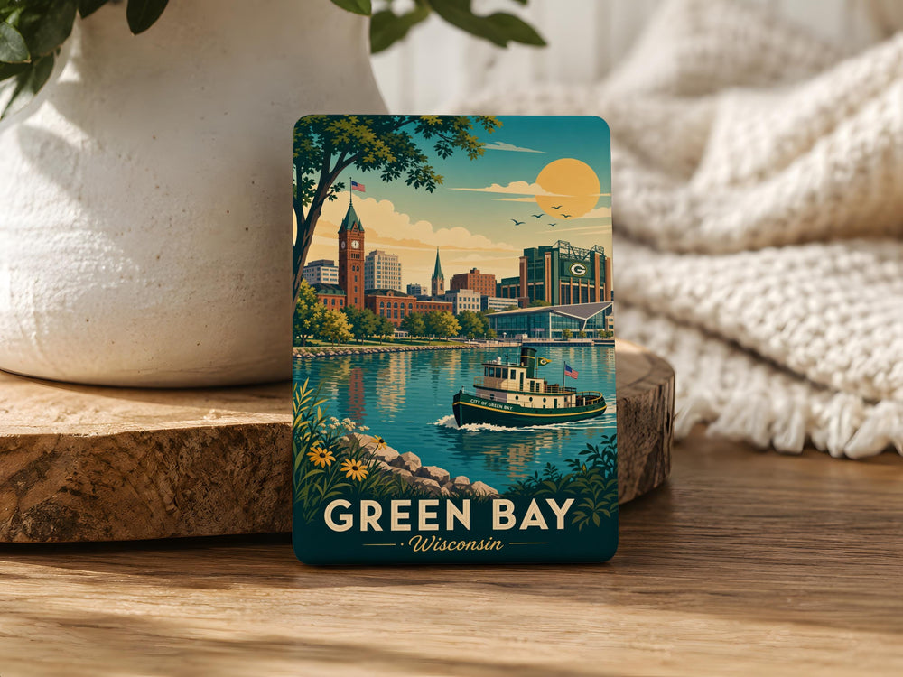 Green Bay Wisconsin Fridge Magnet, Green Bay Souvenir Magnet, Wisconsin Travel Keepsake, Green Bay Landmark Magnet
