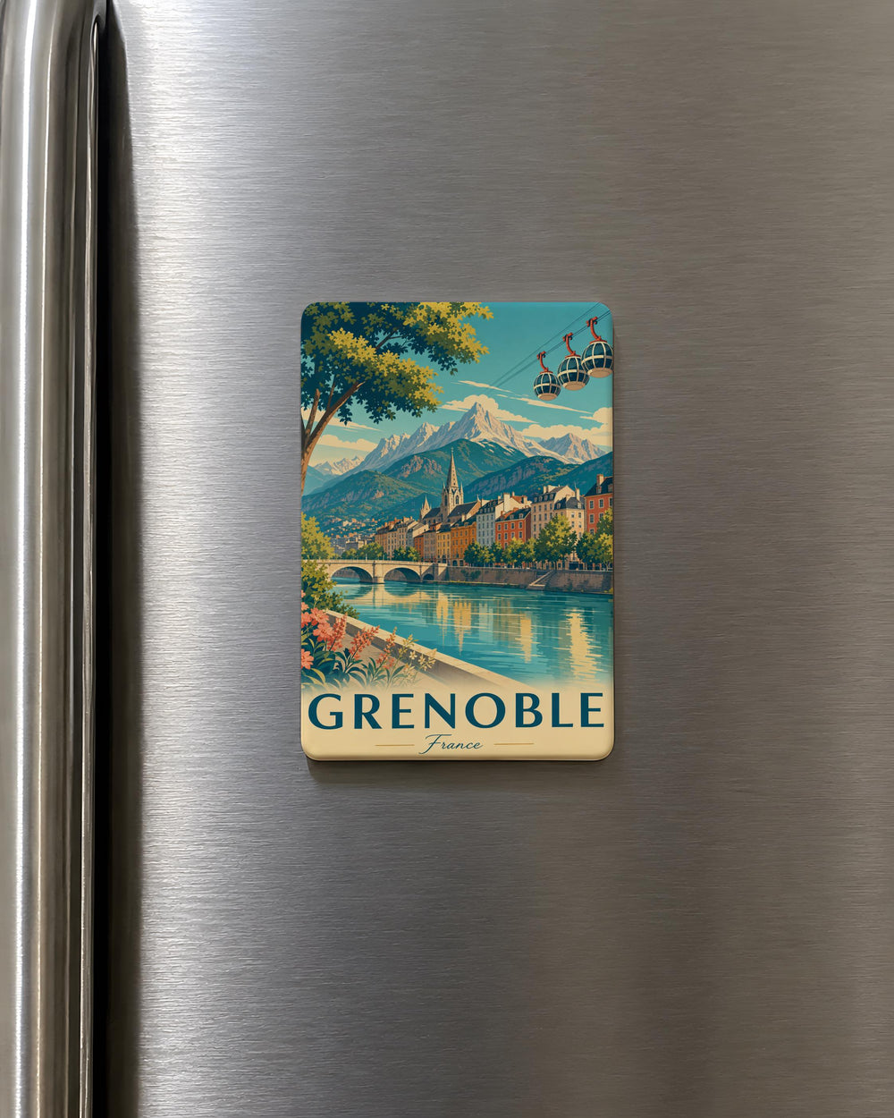 Grenoble France Fridge Magnet, Grenoble Souvenir Magnet, French Alps City Travel Gift, Grenoble Landmark Keepsake Magnet