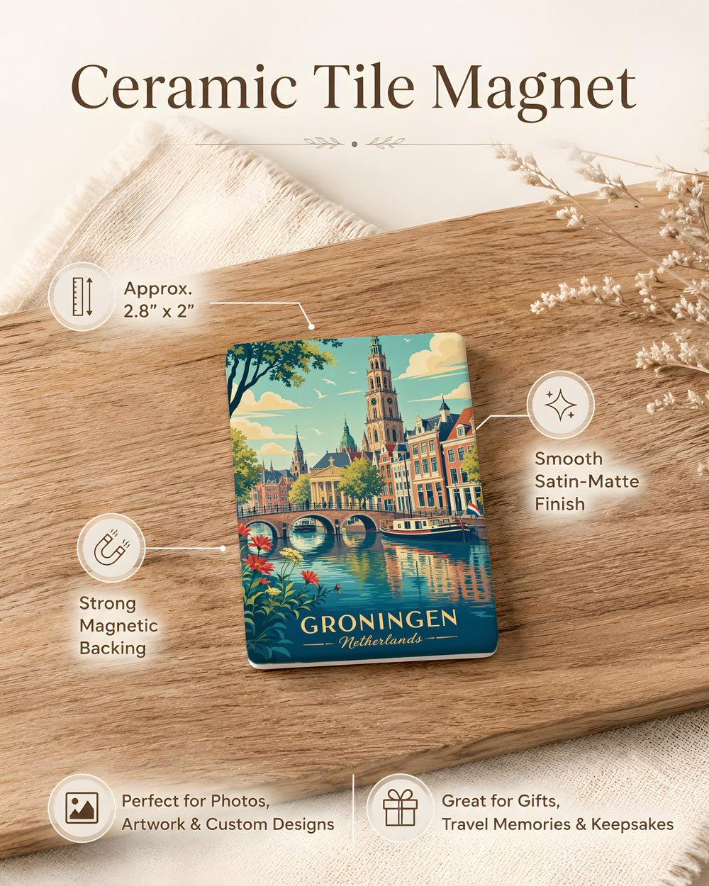 Groningen Netherlands Fridge Magnet, Groningen City Souvenir Magnet, Netherlands Travel Keepsake, Dutch City Landmark Magnet