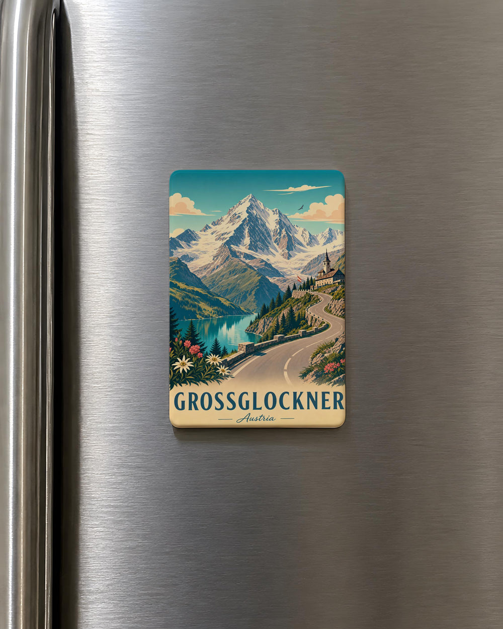 Grossglockner Fridge Magnet, Grossglockner Mountain Souvenir Magnet, Austrian Alps Travel Keepsake Magnet