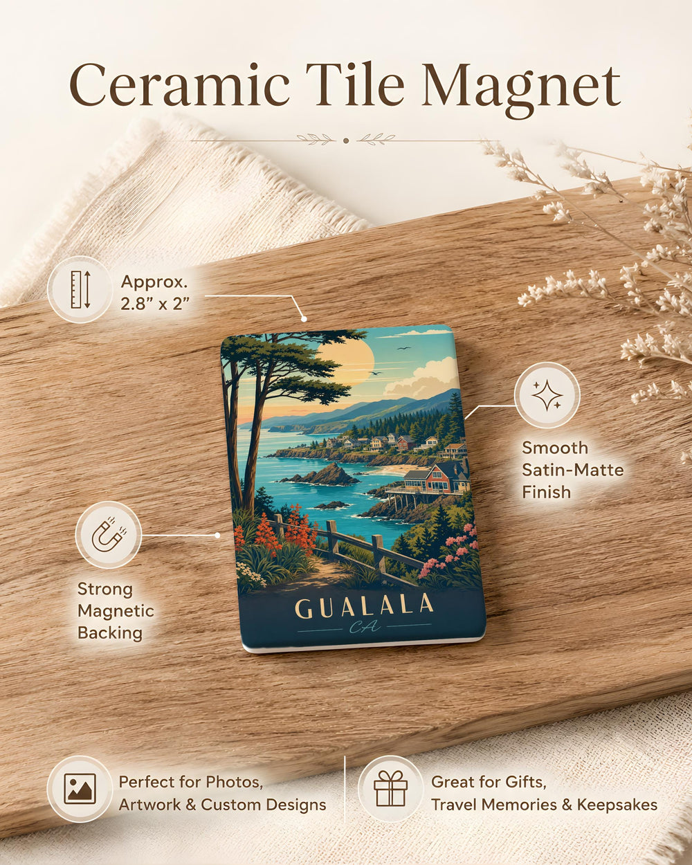 Gualala CA Fridge Magnet, Gualala California Souvenir Magnet, Coastal Town Travel Keepsake, Redwood Coast Gift