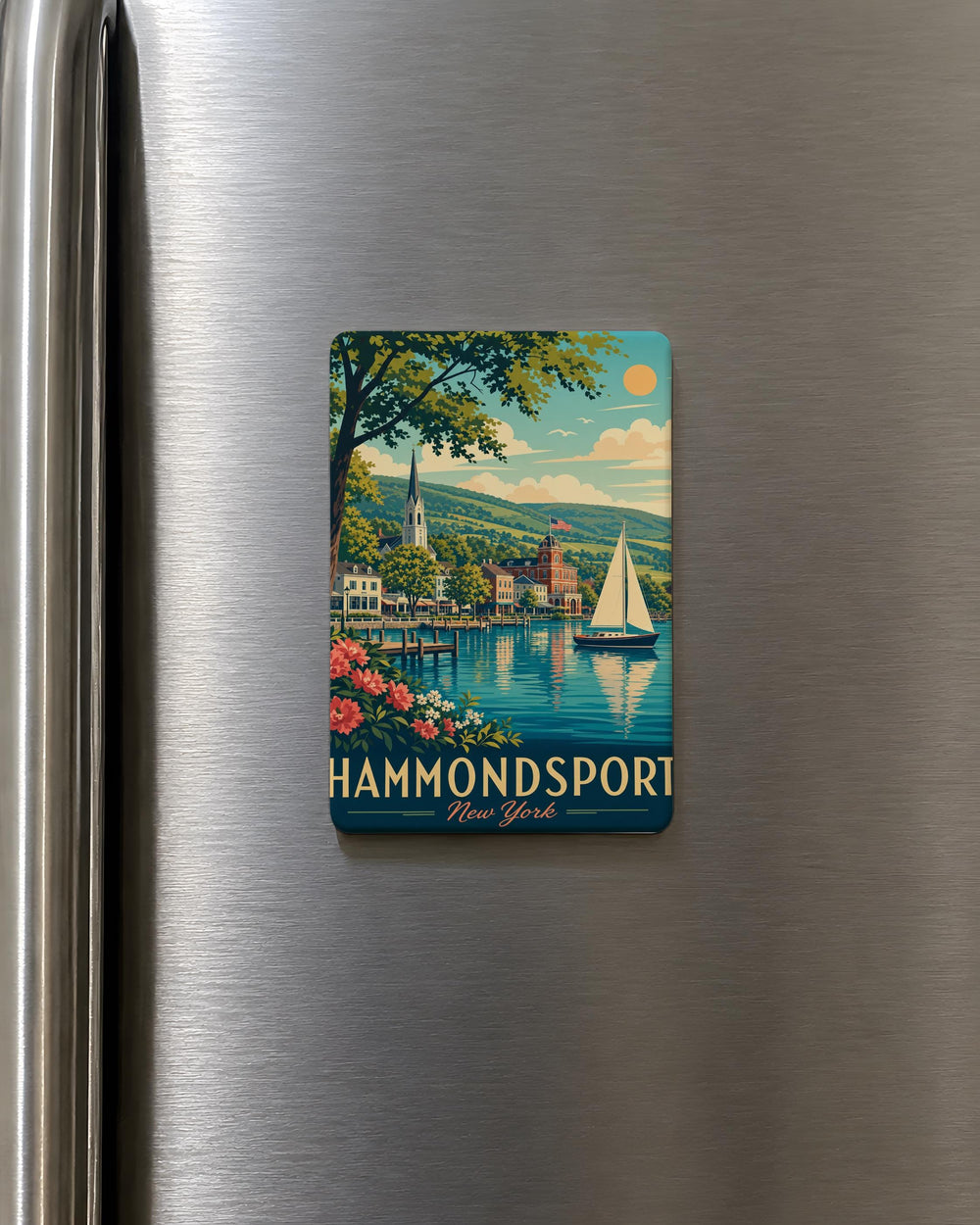 Hammondsport NY Fridge Magnet, Hammondsport New York Souvenir Magnet, Finger Lakes Lake Town Travel Magnet