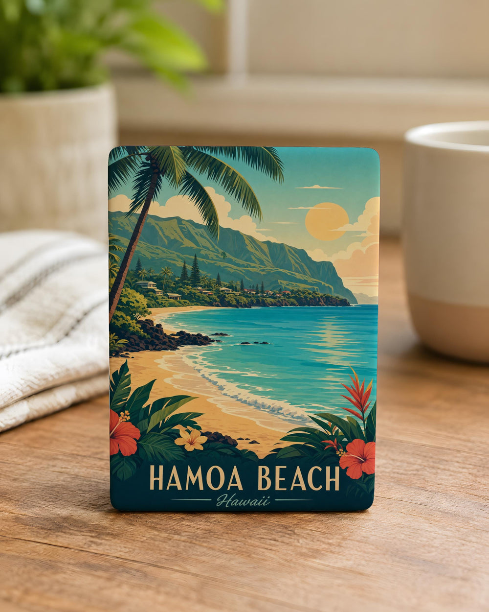 Hamoa Beach Fridge Magnet, Maui Hawaii Beach Scene Souvenir Magnet, Tropical Ocean Shore Travel Gift